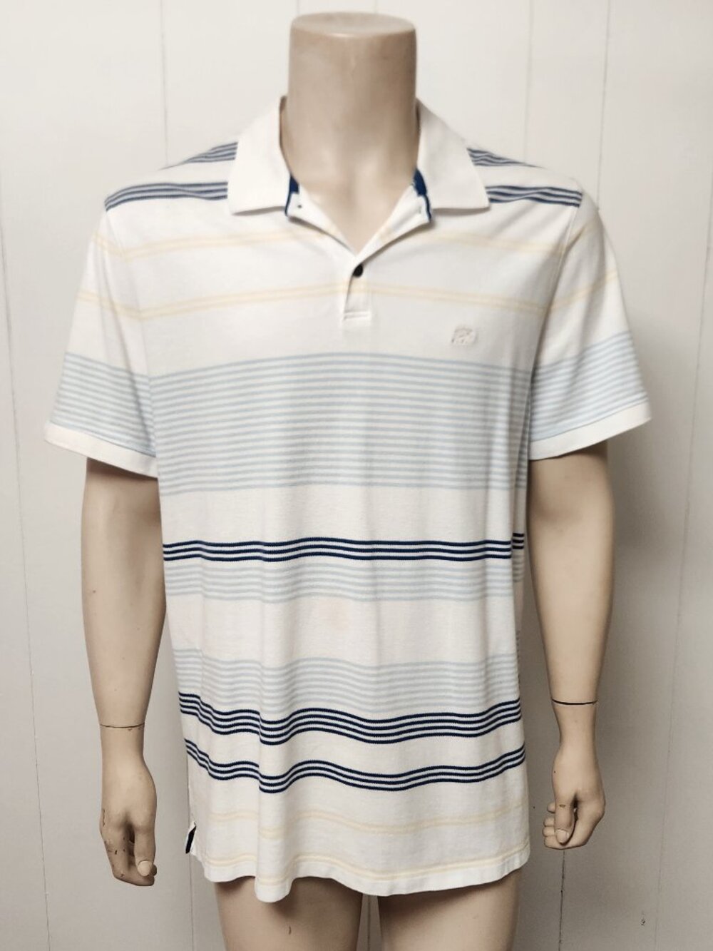 striped polo shirt XL Banana Republic white blue yellow